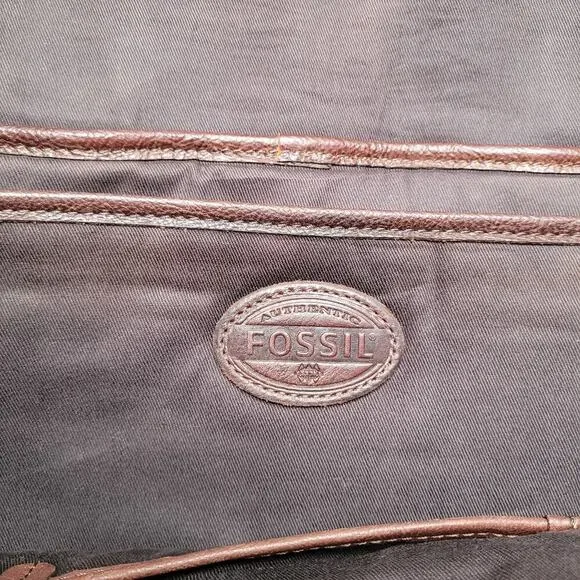 Fossil Messenger Bag Brown Cowhide Leather Crossbody Laptop Satchel Distressed